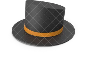 Elegant Black Top Hat PNG Image