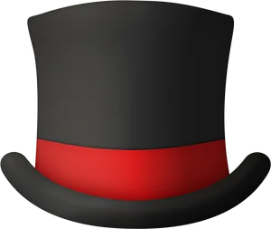 Elegant Black Top Hatwith Red Band PNG Image