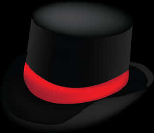 Elegant Black Top Hatwith Red Band PNG image with transparent background