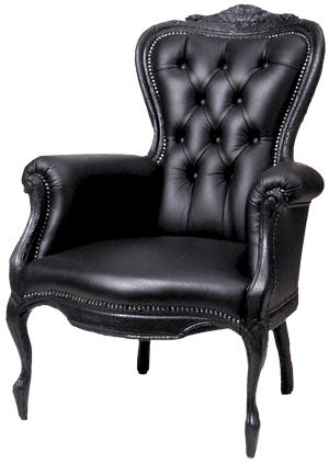 Elegant Black Tufted Armchair PNG with transparent background