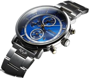 Elegant Blue Dial Seiko Watch PNG Image