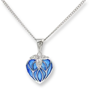 Elegant Blue Diamond Heart Pendant PNG Image