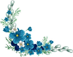 Elegant_ Blue_ Floral_ Corner_ Design PNG Image