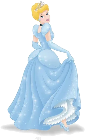 Elegant Blue Princess Illustration PNG Image