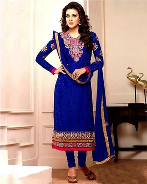 Elegant Blue Salwar Suit Model Pose PNG Image