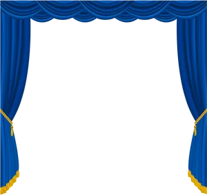 Elegant Blue Theater Curtains PNG Image