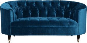 Loveseat Blue Couch - Suede Fabric Sofa Blue, HD Png Download PNG image with transparent background
