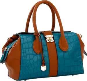 Elegant Blueand Brown Leather Purse PNG Image