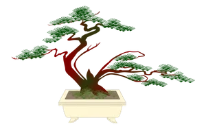 Elegant Bonsai Tree Illustration PNG Image