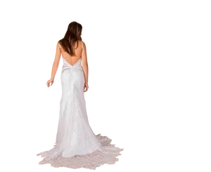 Elegant Bridein White Gown PNG Image