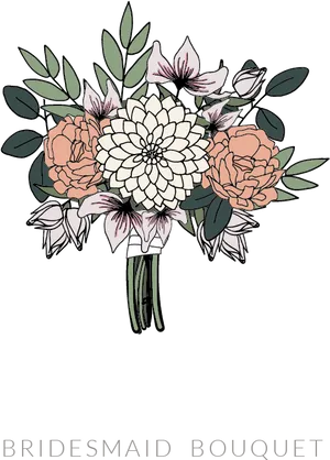 Elegant Bridesmaid Floral Bouquet PNG Image