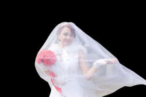 Elegant Bridewith Bouquet PNG image with transparent background
