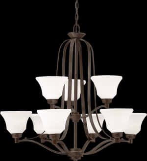 Elegant Bronze Chandelier Lighting PNG image with transparent background
