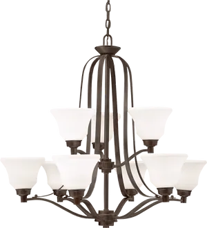 Elegant Bronze Chandelier Lighting PNG Image