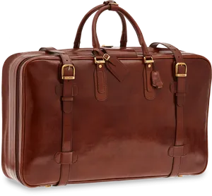 Elegant Brown Leather Briefcase PNG Image