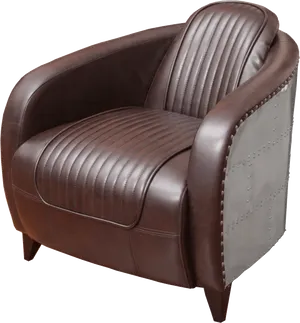 Elegant Brown Leather Club Chair PNG Image