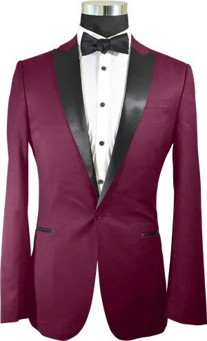 Elegant Burgundy Tuxedo Jacket PNG Image