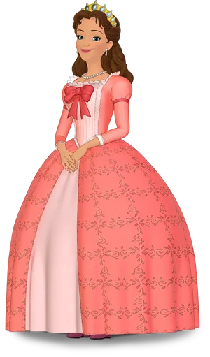 Elegant Cartoon Princessin Pink Gown PNG Image