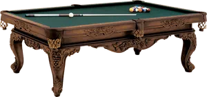 Elegant Carved Pool Table PNG Image