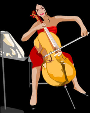 Elegant Cellist Performance PNG image with transparent background