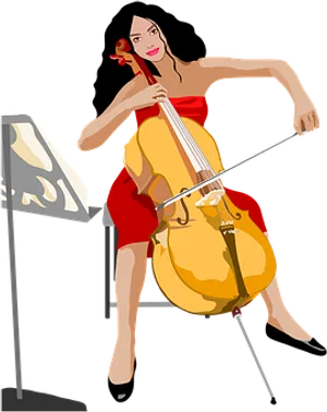 Elegant Cellist Performance PNG Image