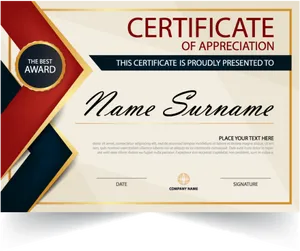 Elegant Certificateof Appreciation Template PNG Image