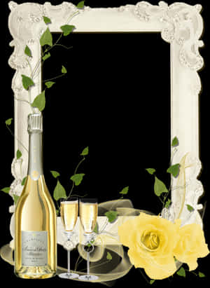 Delicate Transparent Png Frame With Yellow Roses And - Frame Clipart Champagne, Png Download PNG