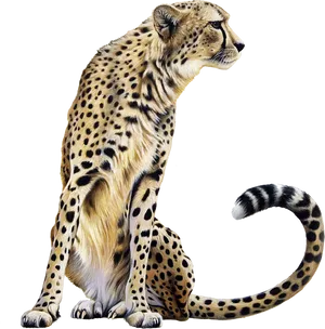 Elegant Cheetah Sitting Profile PNG Image