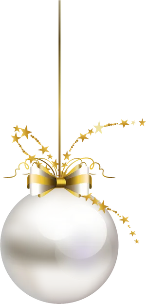 Elegant Christmas Ballwith Golden Bow PNG Image