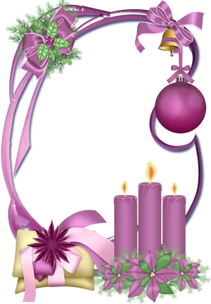 Elegant Christmas Framewith Candlesand Ornaments PNG Image