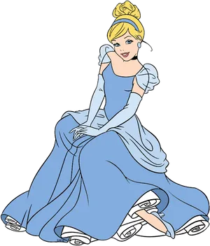 Elegant Cinderella Blue Dress PNG Image