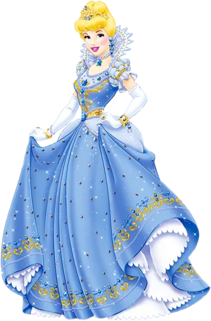 Elegant Cinderellain Blue Gown.png PNG Image