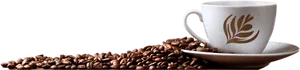 Elegant Coffee Cupand Beans PNG Image