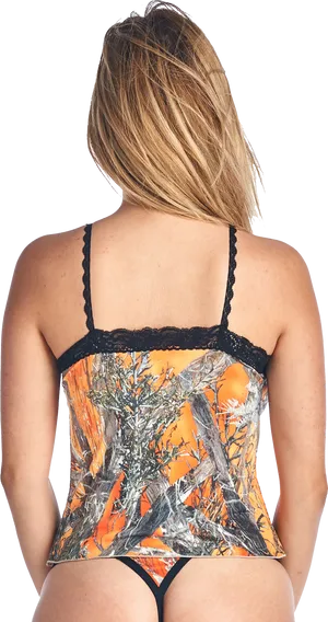 Elegant Corset Lingerie Back View PNG Image