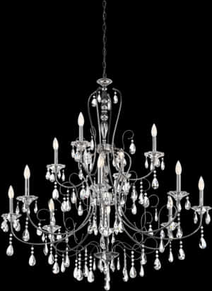 Elegant Crystal Chandelier PNG image with transparent background