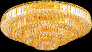 Elegant Crystal Chandelier Illuminated PNG image with transparent background