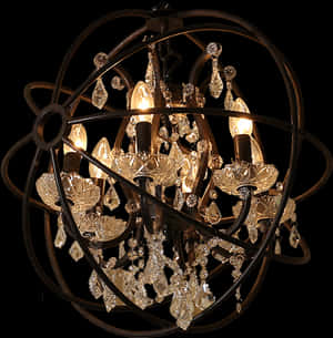 Elegant Crystal Chandelier Lighting PNG image with transparent background