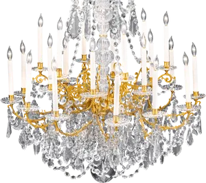 Elegant Crystal Chandelier Lighting PNG Image