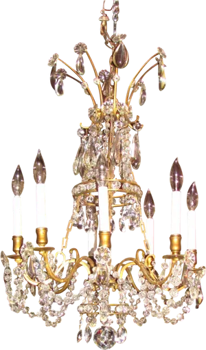 Elegant Crystal Chandelier PNG Image