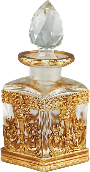 Elegant Crystal Perfume Bottle PNG Image