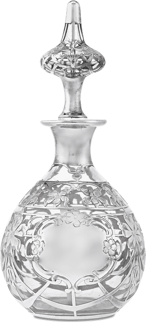 Sterling Silver Art Nouveau Perfume Bottle - Glass Perfume Bottles, HD Png Download PNG