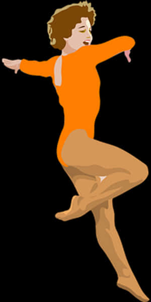 Elegant_ Dance_ Pose_ Orange_ Leotard PNG