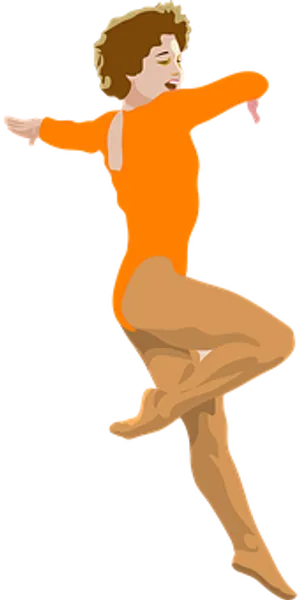 Elegant_ Dance_ Pose_ Orange_ Leotard PNG Image