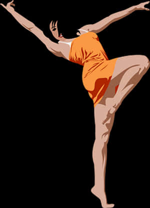 Elegant Dancer Orange Dress PNG image with transparent background