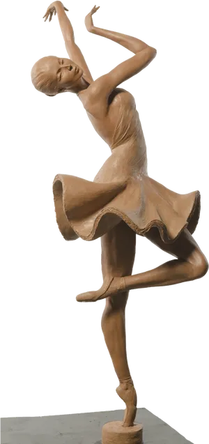 Elegant Dancer Wooden Sculpture PNG Image