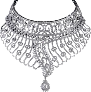 Elegant Diamond Choker Necklace PNG Image