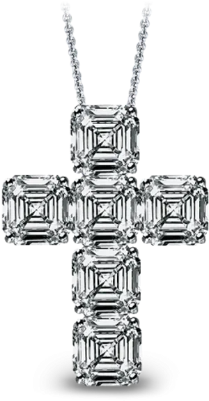 Elegant Diamond Cross Pendant PNG Image