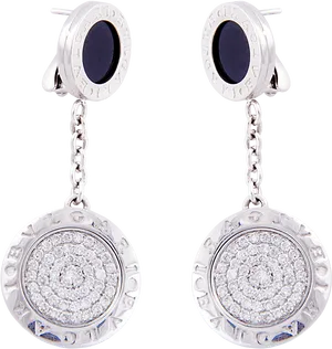 Elegant Diamond Drop Earrings PNG Image