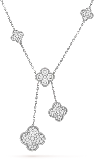 Elegant Diamond Flower Pendant Necklace PNG Image