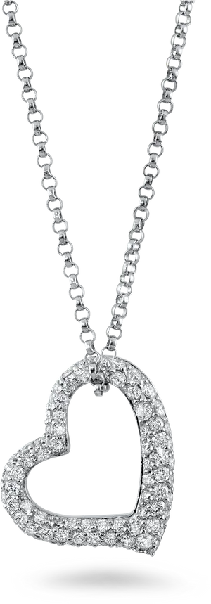 Elegant Diamond Heart Pendant Necklace PNG Image